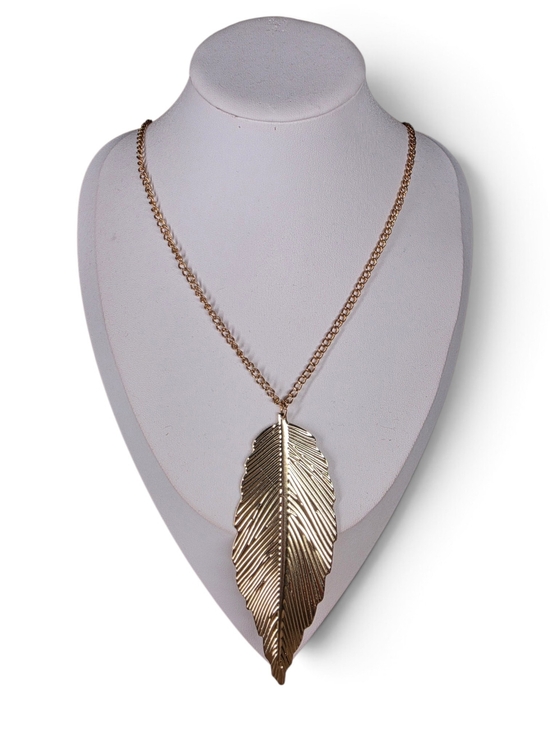 Jewelry - Gold-Toned Feather Pendant Necklace 24" (12" Drop) NEW!